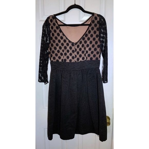 Eliza J Polka dot Cocktail Dress Sheer 3/4 Sleeve - Picture 4 of 5